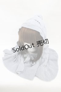 merry jenny / ケープカラーニットフーディー  ブルー H-25-12-10-1001-LO-AC-KB-ZH