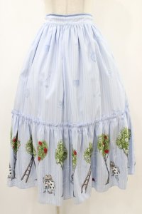 Emily Temple cute / Painting Roseロングスカート  サックス H-25-12-10-1035-ET-SK-KB-ZH