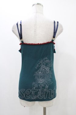 画像2: Ozz oneste / チャイナレースアップキャミソール  グリーン×ネイビー×レッド H-25-12-10-1044-OO-TO-KB-ZH