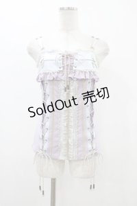 Ozz oneste / チャイナレースアップキャミソール  ラベンダー×サックス×グレー H-25-12-10-1045-OO-TO-KB-ZH