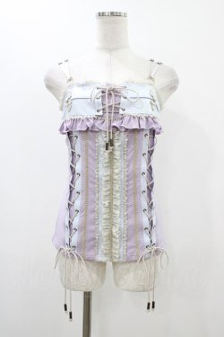 画像1: Ozz oneste / チャイナレースアップキャミソール  ラベンダー×サックス×グレー H-25-12-10-1045-OO-TO-KB-ZH