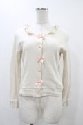 MILK / リボンカーディガン  アイボリー×ピンクリボン H-25-12-10-1049-ML-TO-KB-ZH