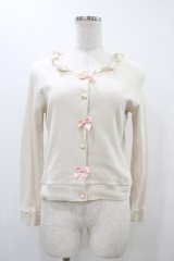 MILK / リボンカーディガン  アイボリー×ピンクリボン H-25-12-10-1049-ML-TO-KB-ZH