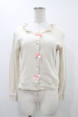 画像1: MILK / リボンカーディガン  アイボリー×ピンクリボン H-25-12-10-1049-ML-TO-KB-ZH