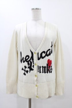 画像1: HELL CAT PUNKS / ニットカーディガン  オフホワイト H-25-12-10-1050-PU-TO-KB-ZH