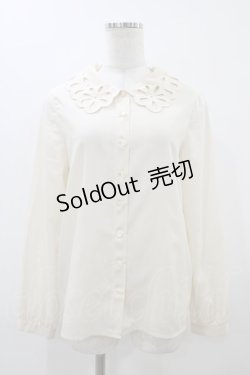 画像1: Jane Marple / フラワーアイレットカラーのブラウス  アイボリー H-25-12-10-1051-JM-BL-KB-ZH