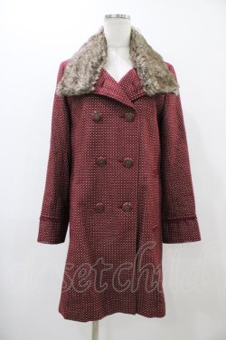 画像1: axes femme / ファーカラードットコート  ボルドー H-25-12-10-1055-AX-CO-KB-ZH