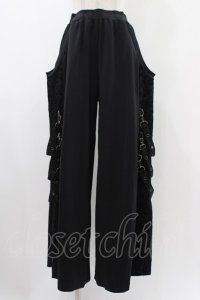 Qutie Frash / レオパード切替ワイドパンツ  ブラック H-25-12-10-1011-QU-PA-KB-ZH