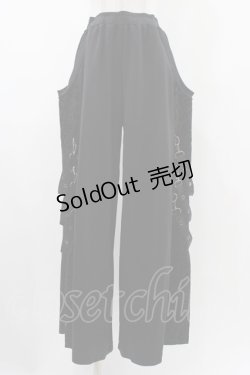 画像1: Qutie Frash / レオパード切替ワイドパンツ  ブラック H-25-12-10-1011-QU-PA-KB-ZH
