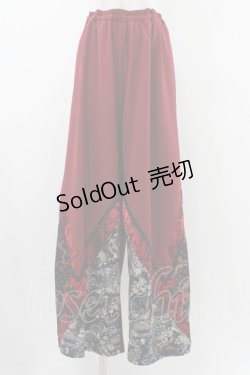 画像1: Qutie Frash / チャイナワイドパンツ  レッド H-25-12-10-1012-QU-PA-KB-ZH