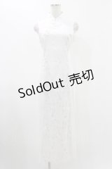 Qutie Frash / チャイナスリットワンピース  ホワイト H-25-12-10-1014-QU-OP-KB-ZH