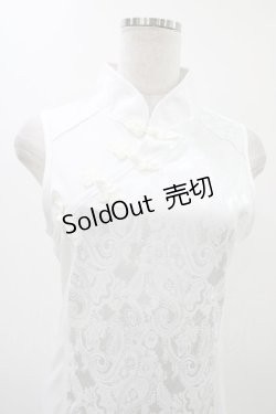 画像4: Qutie Frash / チャイナスリットワンピース  ホワイト H-25-12-10-1014-QU-OP-KB-ZH