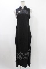 Qutie Frash / チャイナスリットワンピース  ブラック H-25-12-10-1015-QU-OP-KB-ZH
