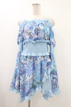 画像1: Qutie Frash / オフショルチュニック  水色 H-25-12-10-1016-QU-TO-KB-ZH