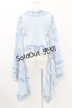 画像2: Qutie Frash / 着物フリルショートカーデ  水色 H-25-12-10-1017-QU-OP-KB-ZH