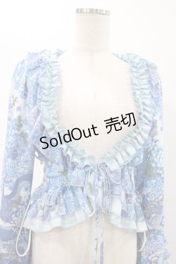 画像4: Qutie Frash / 着物フリルショートカーデ  水色 H-25-12-10-1017-QU-OP-KB-ZH
