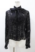 Moi-meme-Moitie / タイニーローズレースリボンブラウス 9号 ブラック H-25-12-10-1020-MO-BL-KB-ZH