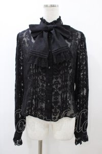 Moi-meme-Moitie / タイニーローズレースリボンブラウス 9号 ブラック H-25-12-10-1020-MO-BL-KB-ZH