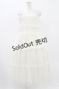merry jenny / チュールドロストロングワンピース  アイボリー H-25-12-10-1027-LO-OP-KB-ZH