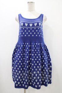 Jane Marple / ハートジャガードワンピース  ブルー H-25-12-10-1029-JM-OP-KB-ZH