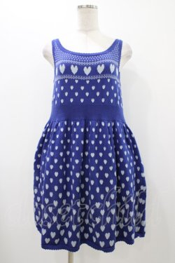 画像1: Jane Marple / ハートジャガードワンピース  ブルー H-25-12-10-1029-JM-OP-KB-ZH