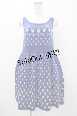 画像1: Jane Marple / ハートジャガードワンピース  ブルー H-25-12-10-1029-JM-OP-KB-ZH