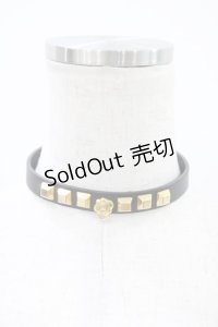 Q-pot. / レザーチョーカー  ブラック×ゴールド H-25-12-10-1005-QP-AC-KB-ZH