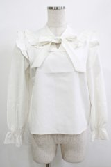 evelyn / フリルリボンブラウス Free オフ H-25-12-10-052-LO-BL-NS-ZH
