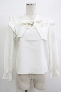 evelyn / フリルリボンブラウス Free オフ H-25-12-10-052-LO-BL-NS-ZH