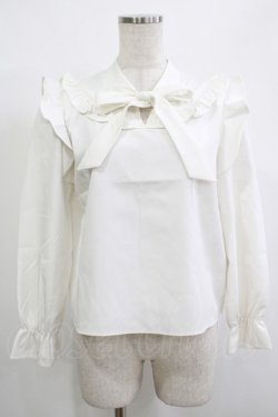 画像1: evelyn / フリルリボンブラウス Free オフ H-25-12-10-052-LO-BL-NS-ZH