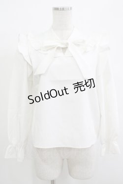 画像1: evelyn / フリルリボンブラウス Free オフ H-25-12-10-052-LO-BL-NS-ZH