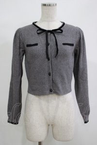 An MILLE / バイカラーリボンカーデ Free グレー H-25-12-10-054-EL-TO-NS-ZH