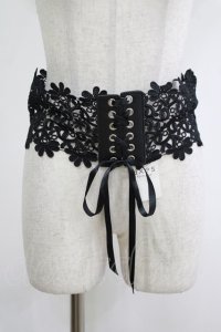 axes femme / レース編み上げベルト Free ブラック H-25-12-10-058-AX-ZA-NS-ZH