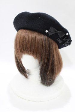 画像1: m petit by misako / AMミニリボンバスクベレー  ブラック H-25-12-10-077-LO-AC-NS-ZH