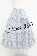 PINK HOUSE / ギンガムリボンフリルスカート Free ブルー H-25-12-10-010-LO-SK-NS-ZH