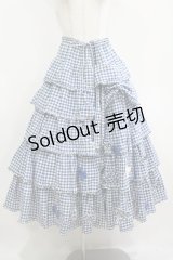 PINK HOUSE / ギンガムリボンフリルスカート Free ブルー H-25-12-10-010-LO-SK-NS-ZH
