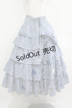 画像1: PINK HOUSE / ギンガムリボンフリルスカート Free ブルー H-25-12-10-010-LO-SK-NS-ZH
