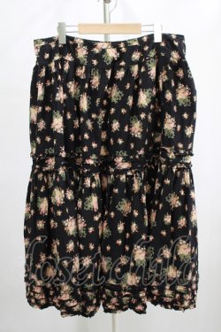 画像1: PINK HOUSE / 花柄スカート Free ブラック H-25-12-10-011-LO-SK-NS-ZH