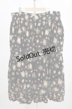 画像1: PINK HOUSE / 花柄スカート Free ブラック H-25-12-10-011-LO-SK-NS-ZH