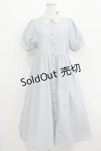 m petit by misako / ストライプワンピース M サックス H-25-12-10-014-LO-OP-NS-ZH