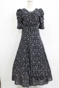 An MILLE / 花柄ロングワンピース Free ブラック H-25-12-10-017-EL-OP-NS-ZH