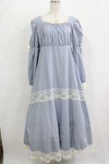 FLC / 星名桜子/hsスクエアネックOP　 M サックス H-25-12-10-019-LO-OP-NS-ZH