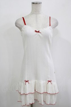 画像1: Katie / UNDER PRETTIES frill camisole one-piece  オフ×レッド H-25-12-11-026-LO-OP-KB-ZH