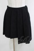 BPN / ジャガードウールアシメプリーツスカート  黒 H-25-12-11-031-GO-SK-KB-ZH