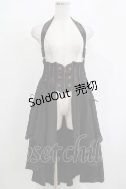 画像1: Ozz oneste / ホルター付薔薇刺繍オーバーコルセット  ブラック H-25-12-11-033-OO-SK-KB-ZH