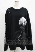 QOOZA / 東京喰種×QOOZA金木研 ダメージスウェット  ブラック H-25-12-11-042-PU-TO-KB-ZH