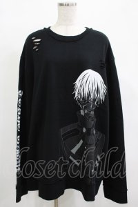 QOOZA / 東京喰種×QOOZA金木研 ダメージスウェット  ブラック H-25-12-11-043-PU-TO-KB-ZH