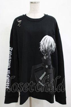画像1: QOOZA / 東京喰種×QOOZA金木研 ダメージスウェット  ブラック H-25-12-11-044-PU-TO-KB-ZH