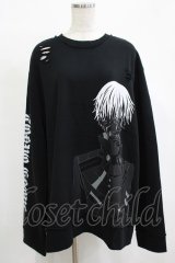 QOOZA / 東京喰種×QOOZA金木研 ダメージスウェット  ブラック H-25-12-11-045-PU-TO-KB-ZH