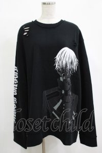 QOOZA / 東京喰種×QOOZA金木研 ダメージスウェット  ブラック H-25-12-11-045-PU-TO-KB-ZH